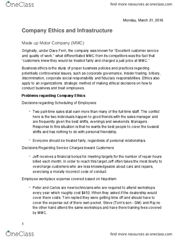 ENGL 1F95 Lecture Notes - Lecture 7: Occupational Safety And Health, Corporate Social Responsibility, Business Ethics thumbnail