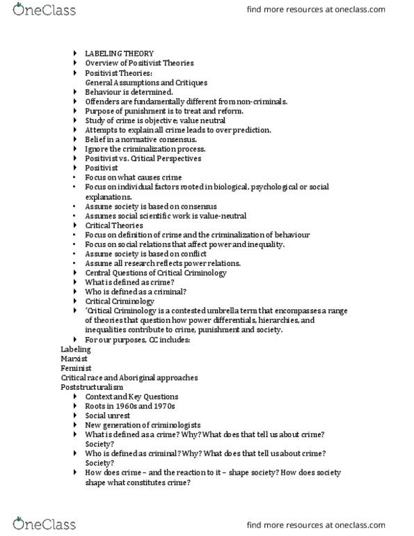 SOC205H5 Lecture Notes - Lecture 5: Due Process, Restorative Justice, Deinstitutionalisation thumbnail