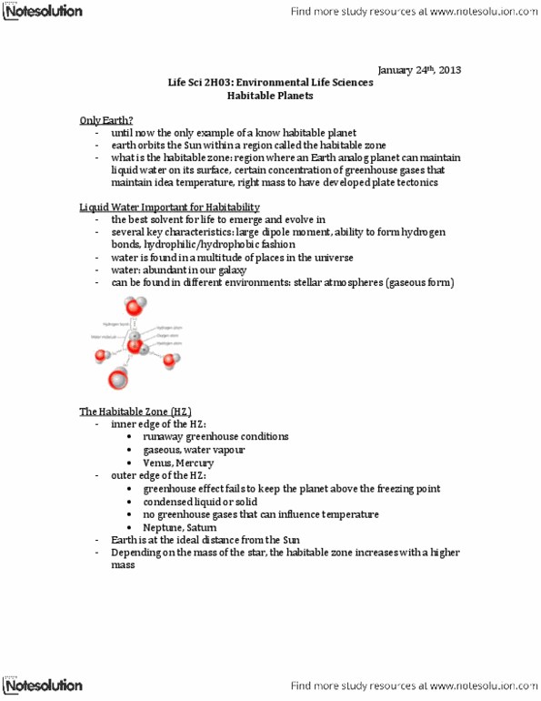 LIFESCI 2H03 Lecture Notes - Runaway Greenhouse Effect, Earth Analog, Shortwave Radio thumbnail