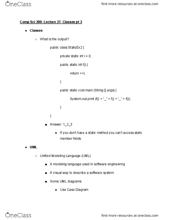 COMP SCI 200 Lecture Notes - Lecture 37: Unified Modeling Language, Use Case Diagram, Software Engineering thumbnail