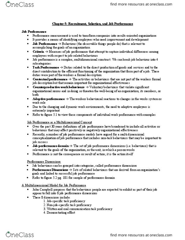 COMMERCE 4BB3 Chapter Notes - Chapter 5: Performance Appraisal, Workplace Aggression, Percentile thumbnail