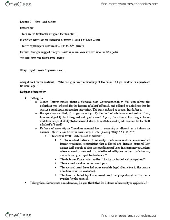 LAWS 3201 Lecture Notes - Lecture 2: Trolley Problem, Body Politic, Criminal Law Of Canada thumbnail