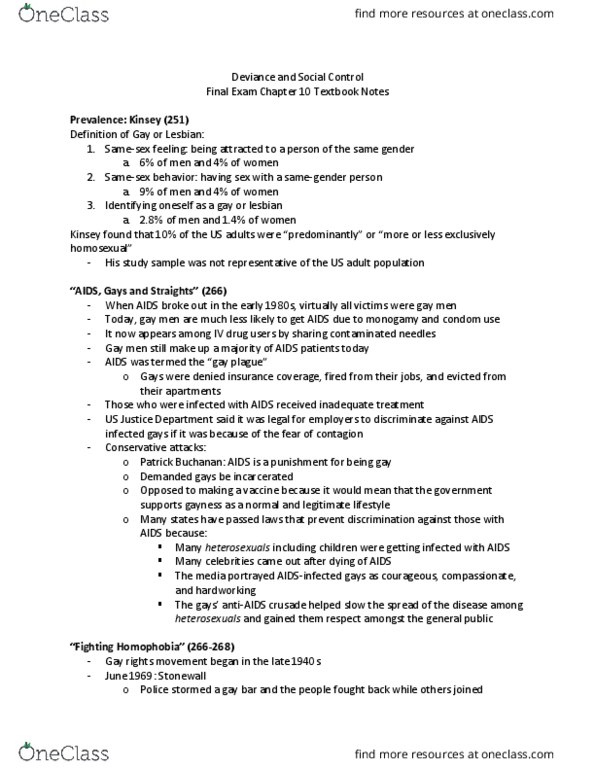 SOC 0471 Chapter Notes - Chapter 10: Gay Bar, Homophobia, United States Department Of Justice thumbnail