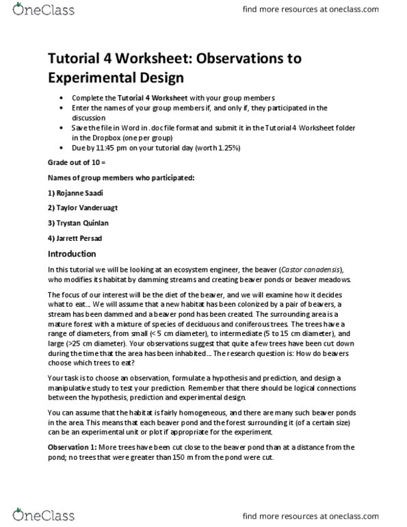 BIOL 2060 Lecture Notes - Lecture 11: Null Hypothesis, Ecosystem Engineer, Statistical Unit thumbnail