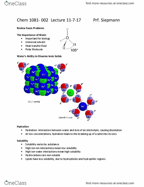 CHEM 1061 Lecture Notes - Lecture 15: Strong Electrolyte, Electrical Resistivity And Conductivity, Heat Transfer thumbnail