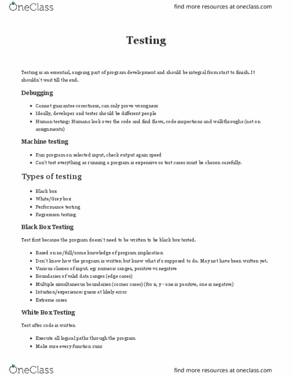 CS246 Lecture Notes - Lecture 12: Regression Testing thumbnail