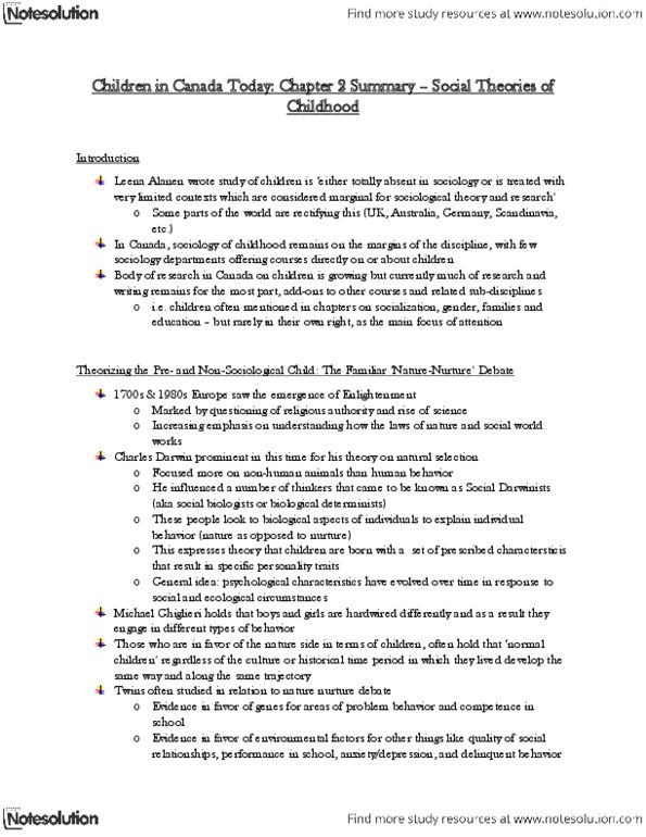 SOSC 1800 Chapter Notes - Chapter 2: Albert Bandura, George Herbert Mead, Social Learning Theory thumbnail