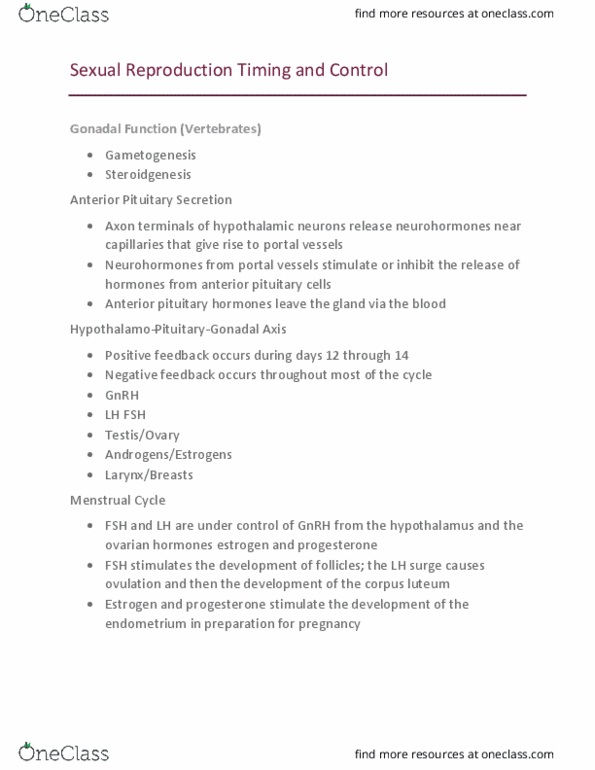 BIO 203 Lecture Notes - Lecture 32: Mifepristone, Antiprogestogen, Corpus Luteum thumbnail