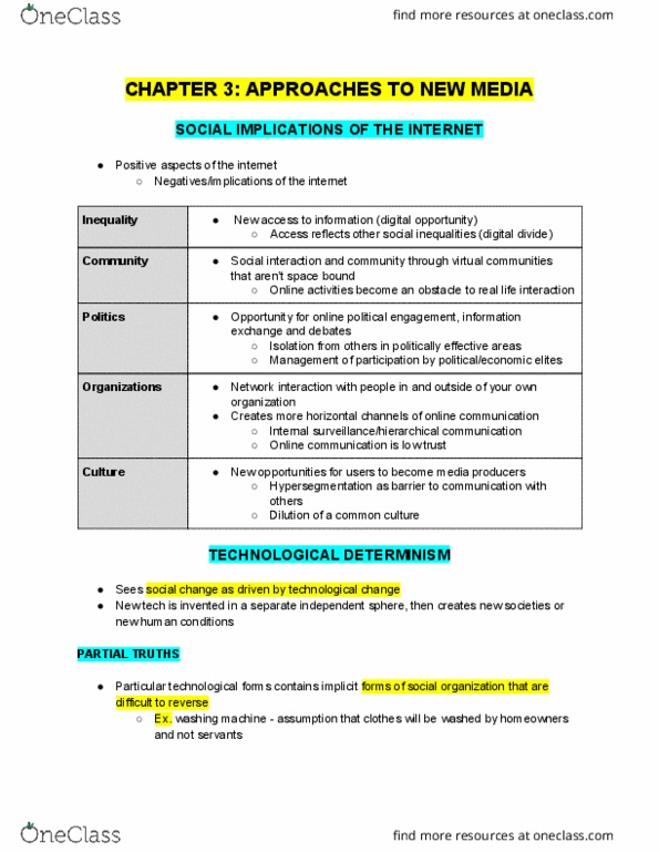 CCT109H5 Chapter Notes - Chapter 3: Marshall Mcluhan, Washing Machine, Wide Area Network thumbnail