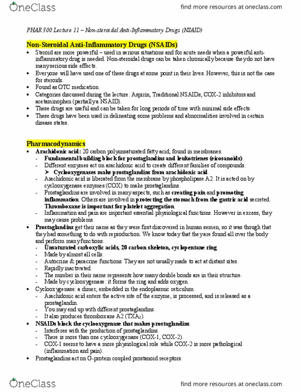 PHAR 300 Lecture Notes - Lecture 12: Ibuprofen, Acetyl Group, Abdominal Pain thumbnail