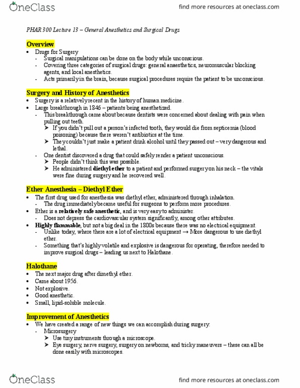 PHAR 300 Lecture Notes - Lecture 15: Adipose Tissue, Brainstem, Fentanyl thumbnail