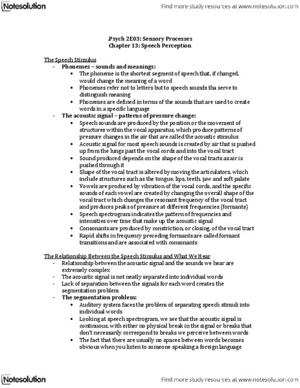 PSYCH 2E03 Chapter Notes - Chapter 13: Vocal Tract, Vocal Folds, Voice-Onset Time thumbnail