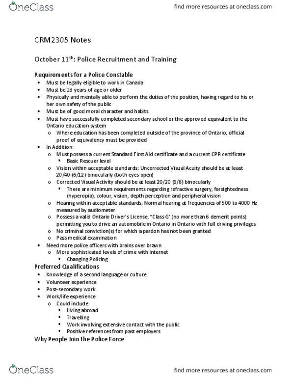 CRM 2305 Lecture Notes - Lecture 3: Assertiveness, Calgary Police Service, Parking Enforcement Officer thumbnail