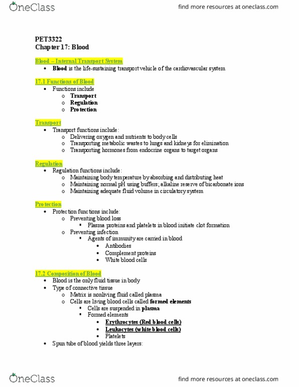 PET-3322 Lecture Notes - Lecture 15: Haemophilia, Vasoconstriction, Fibrin thumbnail