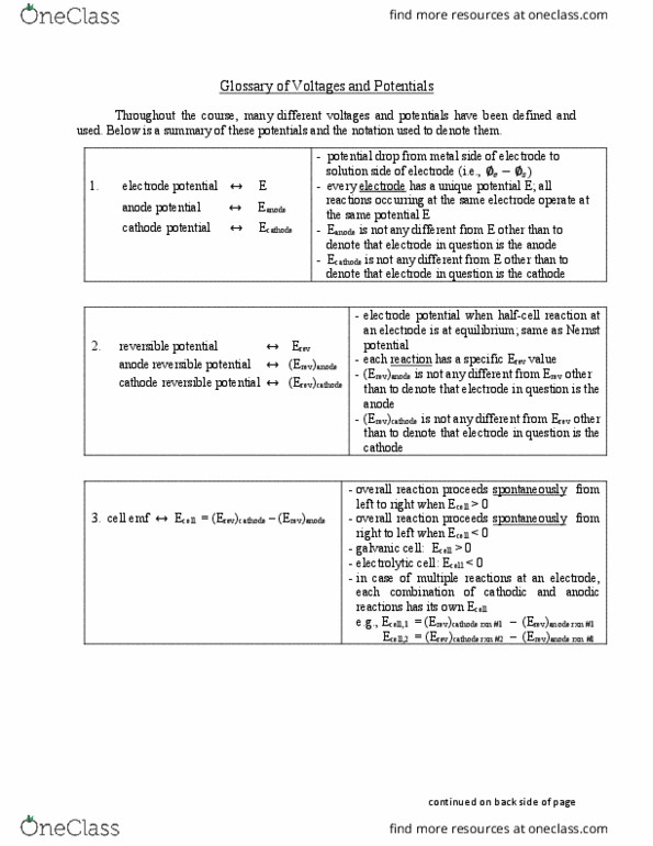 CHE331 Lecture Notes - Lecture 20: Overpotential, Galvanic Cell, Electrolytic Cell thumbnail