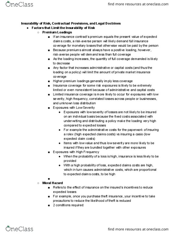 RMIN 317 Lecture Notes - Lecture 2: Subrogation, Co-Insurance, Property Insurance thumbnail