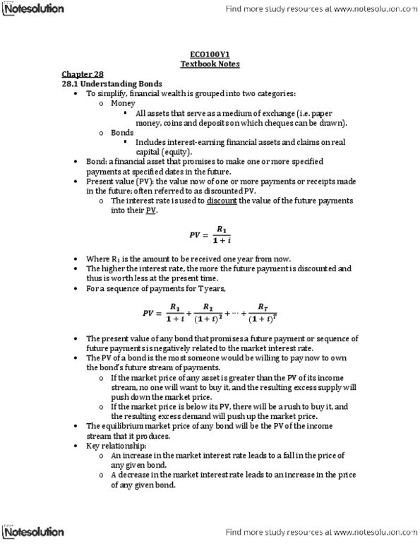 ECO102H1 Chapter Notes - Chapter 28: Market Liquidity, Shortage, Liquidity Preference thumbnail