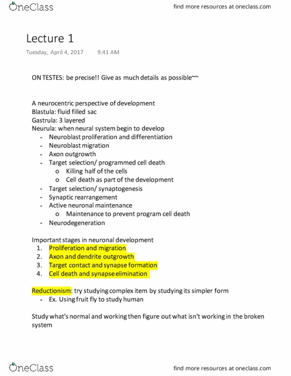 MCDB 153 Lecture Notes - Lecture 1: Petri Dish, Hela, Dorsal Root Ganglion thumbnail