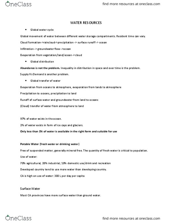 ENSC 2001 Lecture Notes - Lecture 9: Phreatic Zone, Sinkhole, Spinach thumbnail