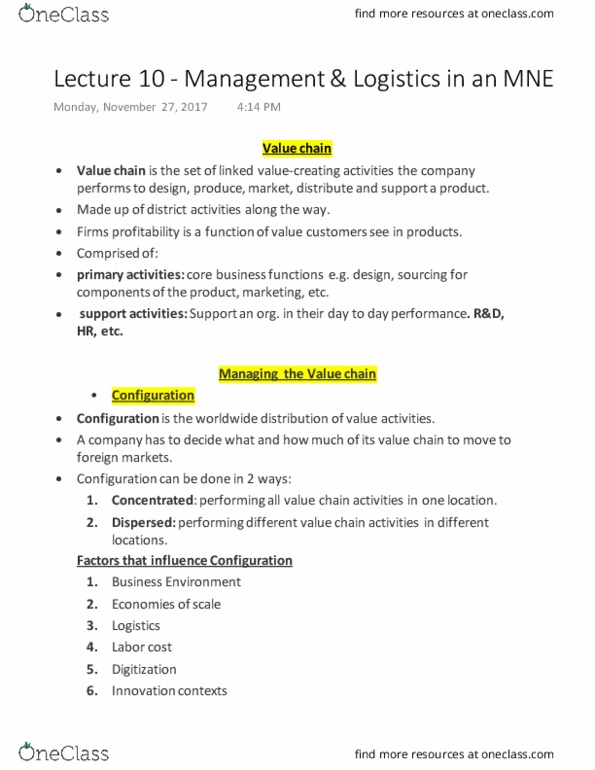 ADMS 3960 Lecture 10: Lecture 10 - Management & Logistics in a MNE ADMS 3960 thumbnail