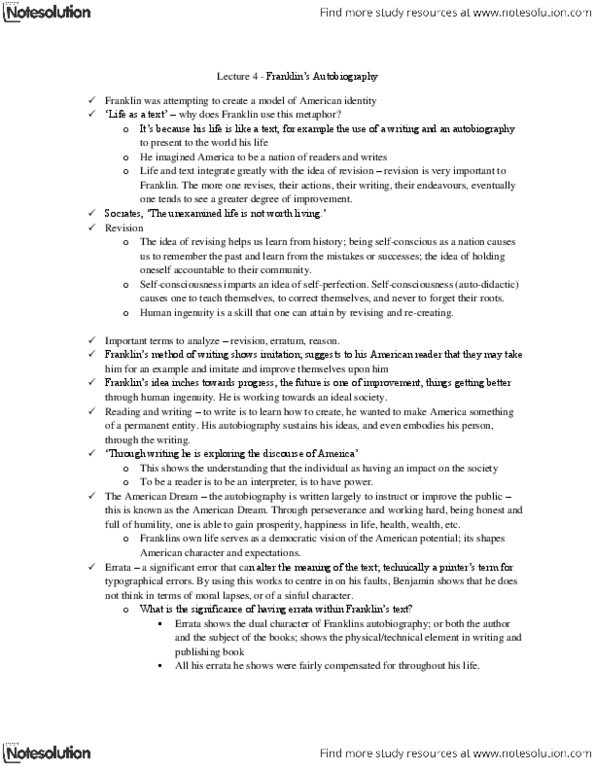 ENG250Y1 Lecture Notes - Autodidacticism, Miss Read, Atheism thumbnail