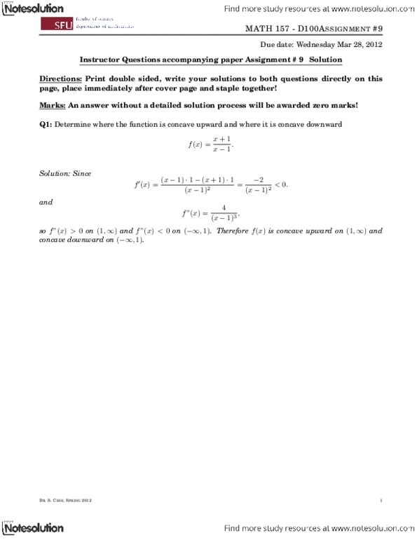 MATH 157 Lecture Notes - Solution Process, Maxima And Minima thumbnail