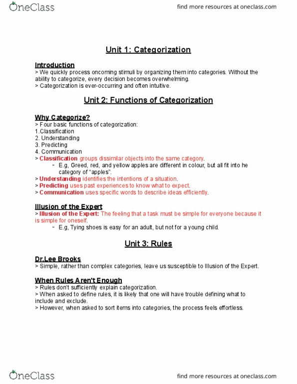 PSYCH 1X03 Lecture Notes - Lecture 5: Stereotype, Deeper Understanding thumbnail