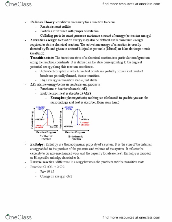 CHEM 411 Lecture Notes - Lecture 1: Amarna Letter Ea 19, Reaction Coordinate, Activated Complex thumbnail
