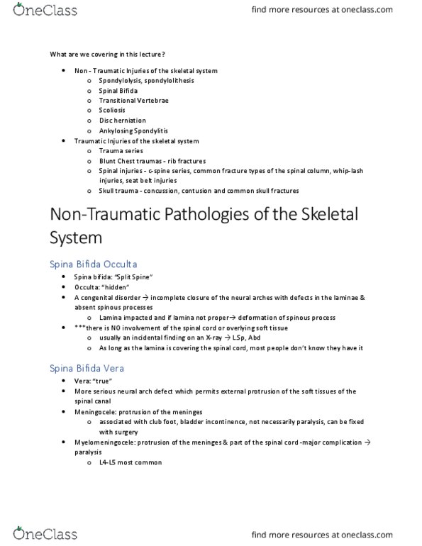 MEDRADSC 3J03 Lecture Notes - Lecture 8: Sciatica, Brain Injury, Ossification thumbnail