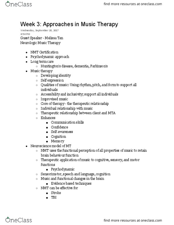 ECON 2P03 Lecture Notes - Lecture 9: Music Therapy, Multiple Sclerosis, Cerebral Palsy thumbnail