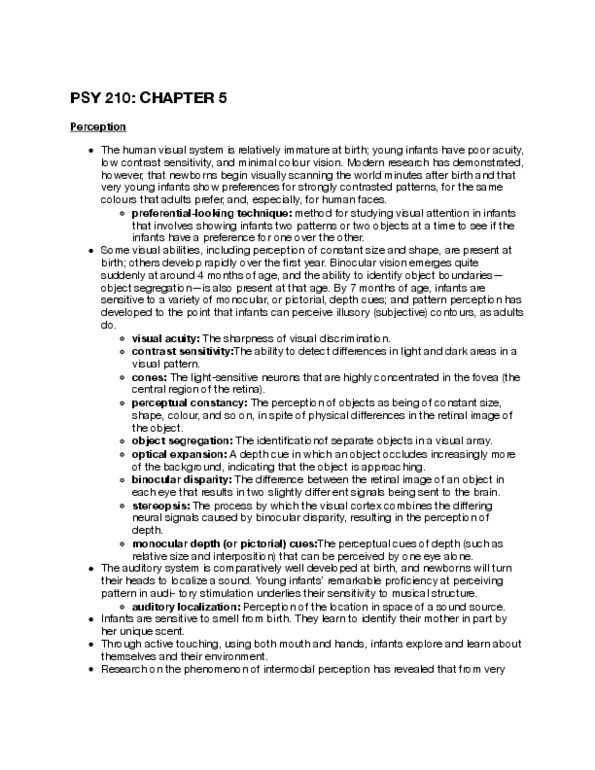 PSY210H1 Chapter 5: PSY210 (Amy Finn) -- Chp 5 thumbnail