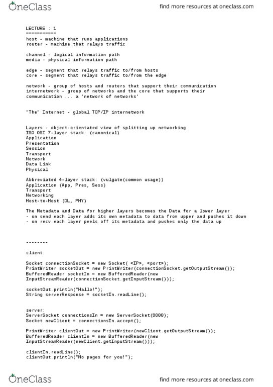 01:198:352 Lecture Notes - Lecture 1: Internetworking, Internet Protocol Suite thumbnail