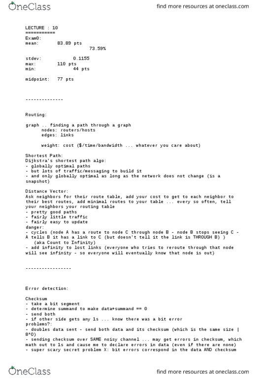 01:198:352 Lecture Notes - Lecture 10: Parity Bit, Checksum, Routing Table thumbnail