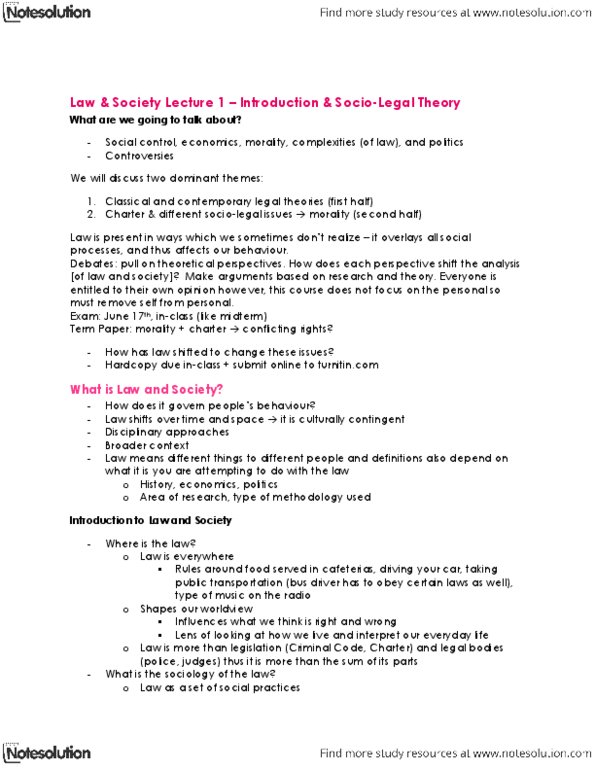 SOC323H5 Lecture Notes - Traffic Ticket, Domestic Violence, Social Control thumbnail