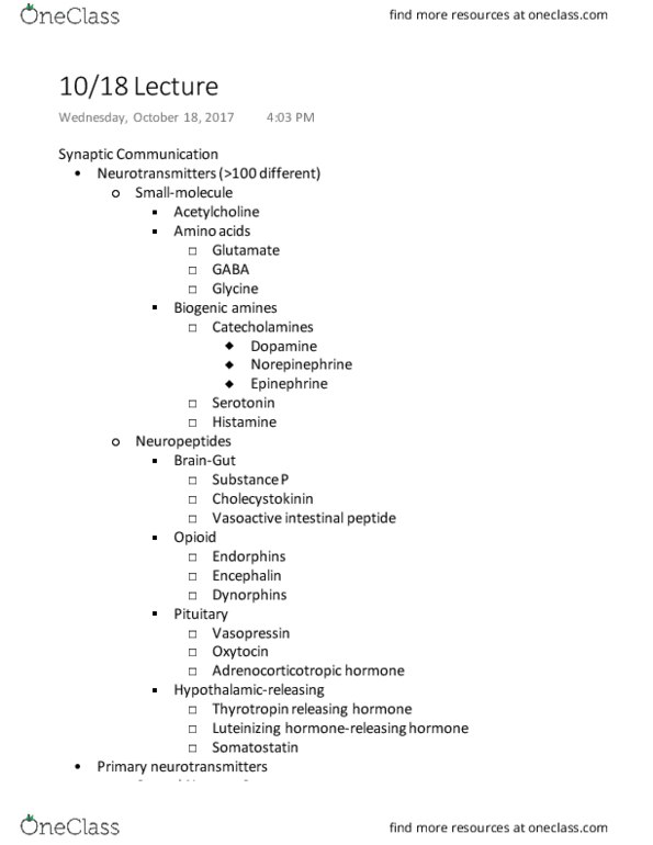 NEUROSC 10 Lecture Notes - Lecture 5: Chemical Weapon, Diazepam, Motor System thumbnail