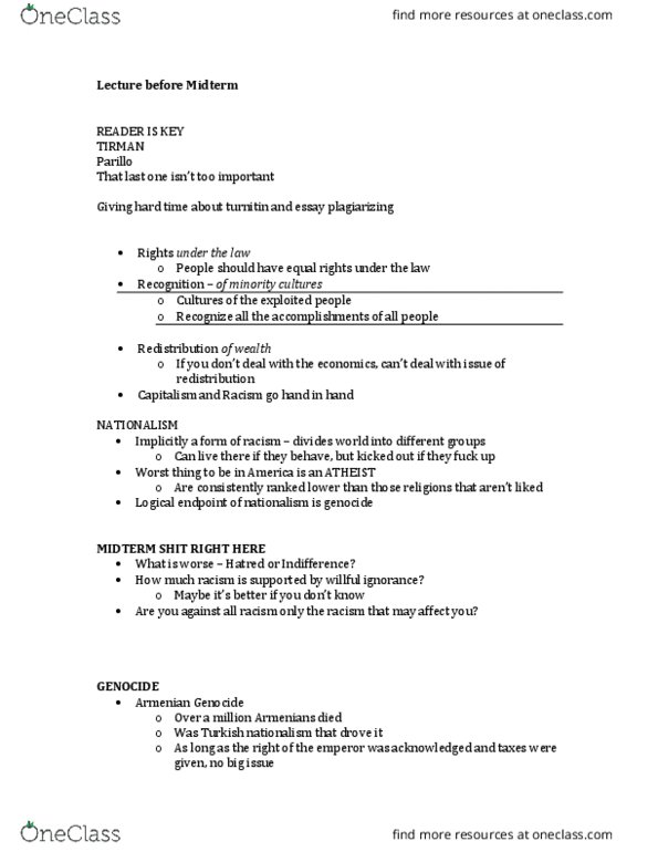 SOCIOL 63 Lecture Notes - Lecture 13: Forced Migration, Turkish Nationalism, Turnitin thumbnail