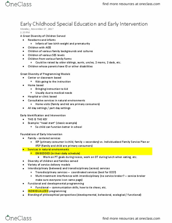 EDUC230 Lecture Notes - Lecture 26: Social Skills, Intellectual Disability, Heart Rate thumbnail