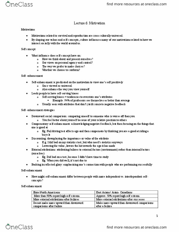 PSY321H5 Lecture Notes - Lecture 6: Social Comparison Theory, Asian Canadians, Rogue Trader thumbnail