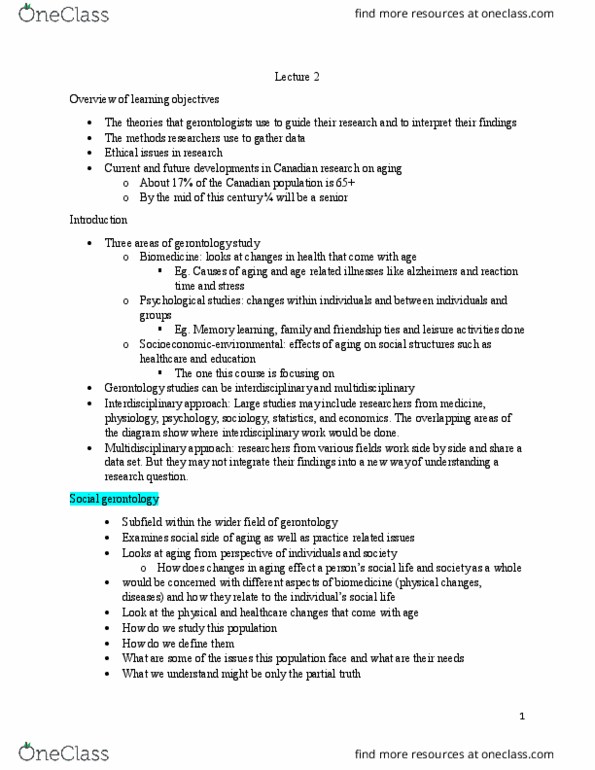 SOC334H5 Lecture Notes - Lecture 2: Palliative Care, Multidisciplinary Approach, Content Analysis thumbnail