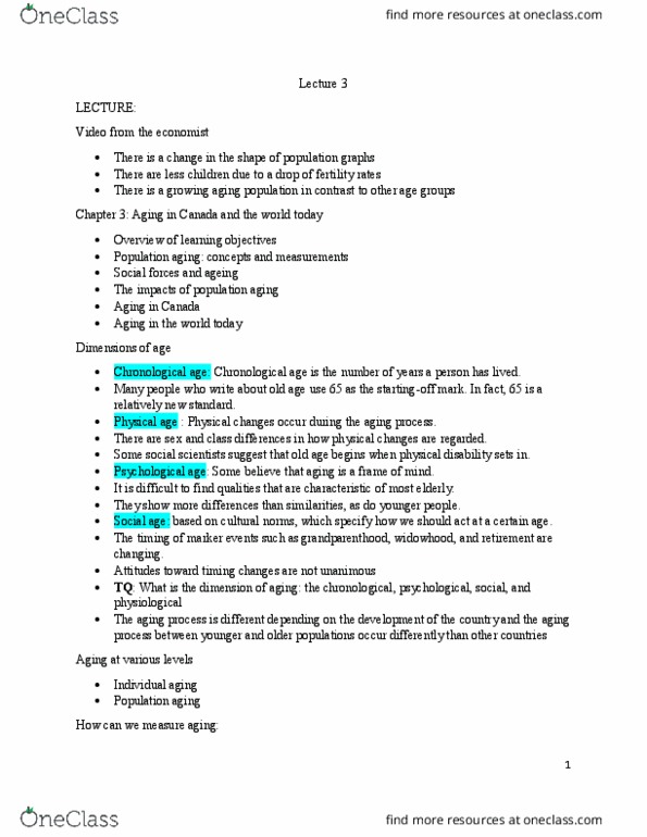 SOC334H5 Lecture Notes - Lecture 3: Social Change, Combined Oral Contraceptive Pill, List Of Sovereign States And Dependent Territories By Immigrant Population thumbnail