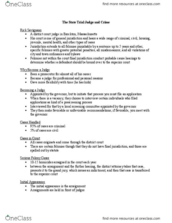 POSC 20403 Chapter Notes - Chapter 1: Voir Dire, General Jurisdiction, Arraignment thumbnail