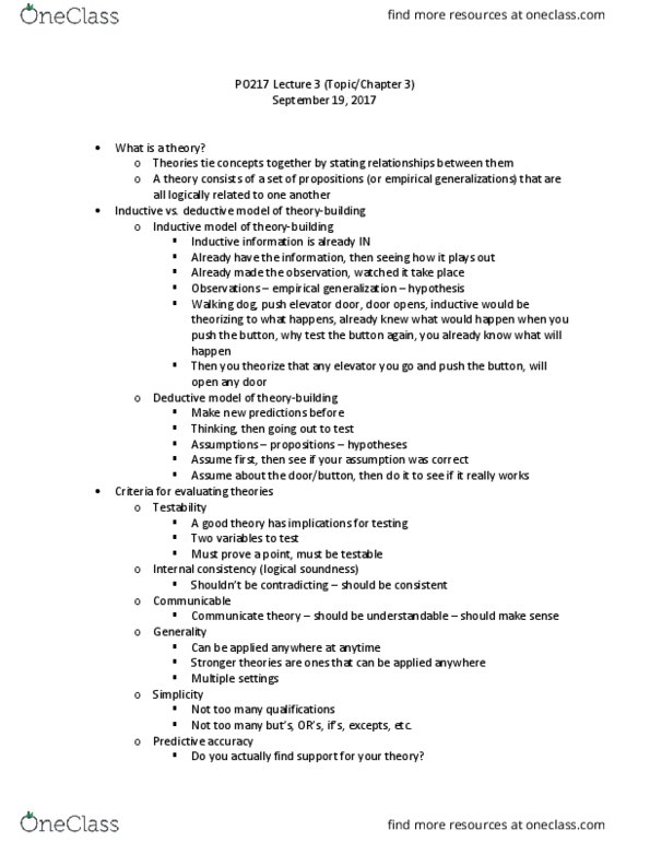 PO217 Lecture Notes - Lecture 3: Socioeconomic Status, Internal Consistency, Testability thumbnail