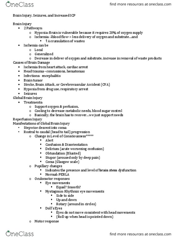 NURS 3220 Lecture Notes - Lecture 32: Perfusion, Captopril, Absence Seizure thumbnail