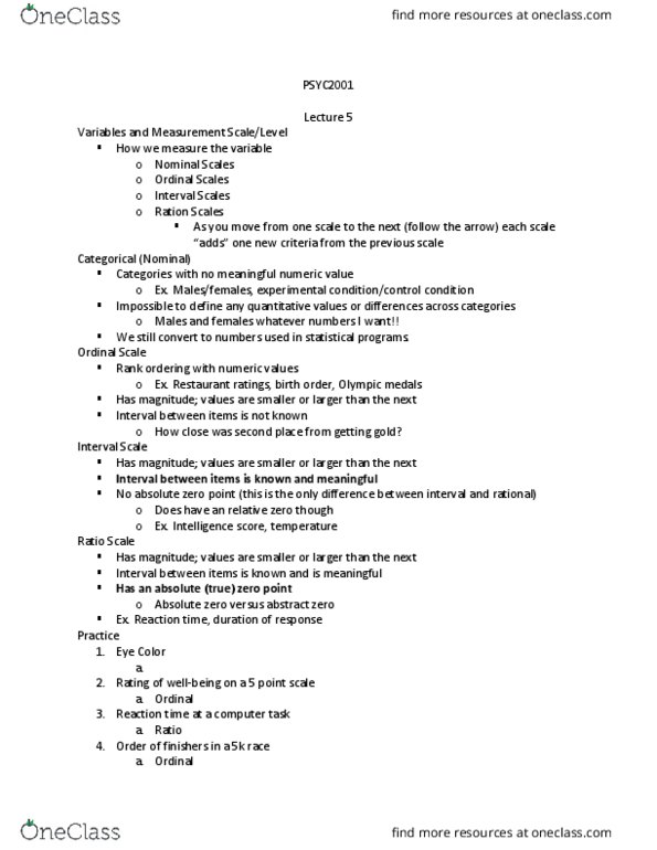 PSYC 2001 Lecture Notes - Lecture 5: Mental Chronometry, Empiricism, Eharmony thumbnail