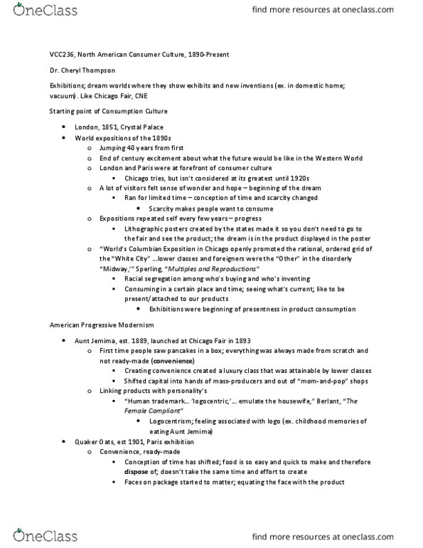 VCC236H5 Lecture Notes - Lecture 1: Bulk Barn, Focusing, Harrods thumbnail