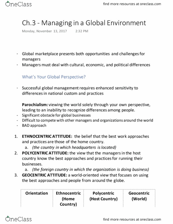 MGMT 1000 Chapter Notes - Chapter 3: World Trade Organization, Social Capital, Global Sourcing thumbnail