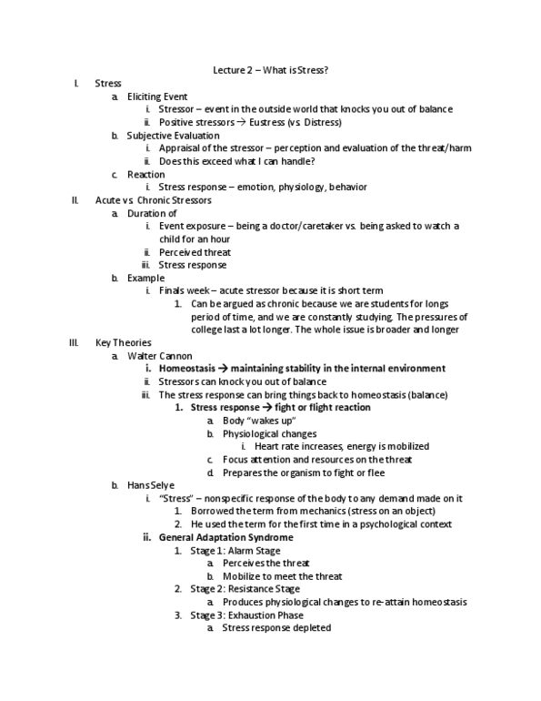 PSY BEH 137H Lecture 2: Lecture 2 - What is stress? thumbnail