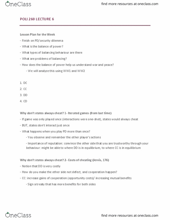 POLI 101 Lecture Notes - Lecture 1: Security Dilemma, Fungibility, The Dilemma thumbnail