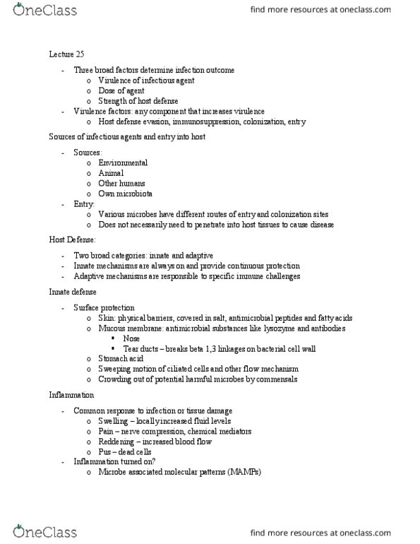 MIC 102 Lecture Notes - Lecture 25: Complement Membrane Attack Complex, Lectin Pathway, Complement Component 3 thumbnail