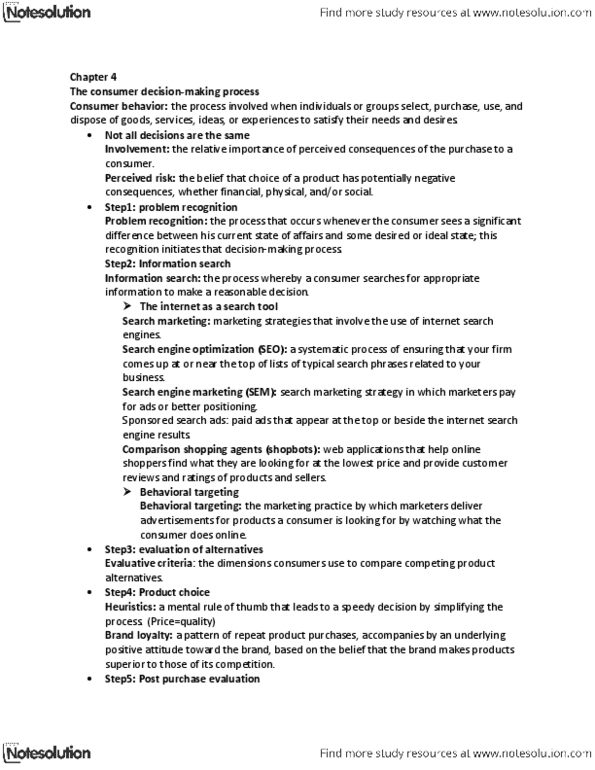 BUS 343 Chapter Notes - Chapter 4: Search Engine Optimization, Behavioral Targeting, Search Engine Marketing thumbnail